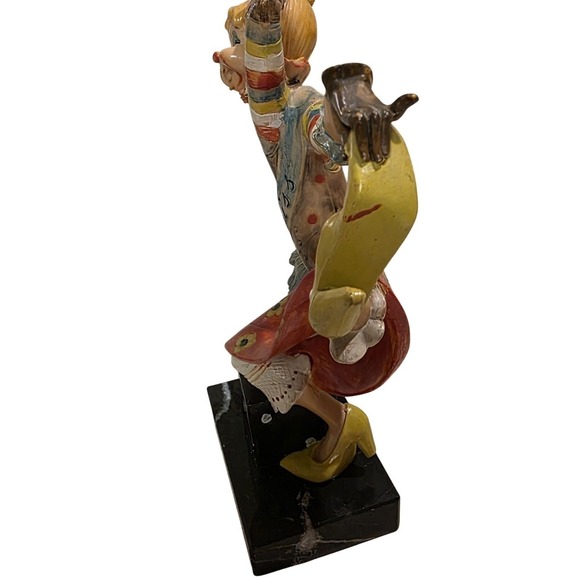 Vintage Depose Clown Figurine "Miss" Dancing Girl #948 Carrara Marble Base - Picture 7 of 9